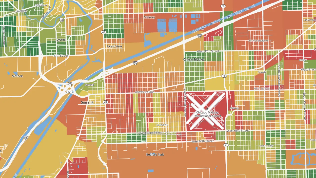 Garfield Ridge, Chicago, IL Map of Arson Rates