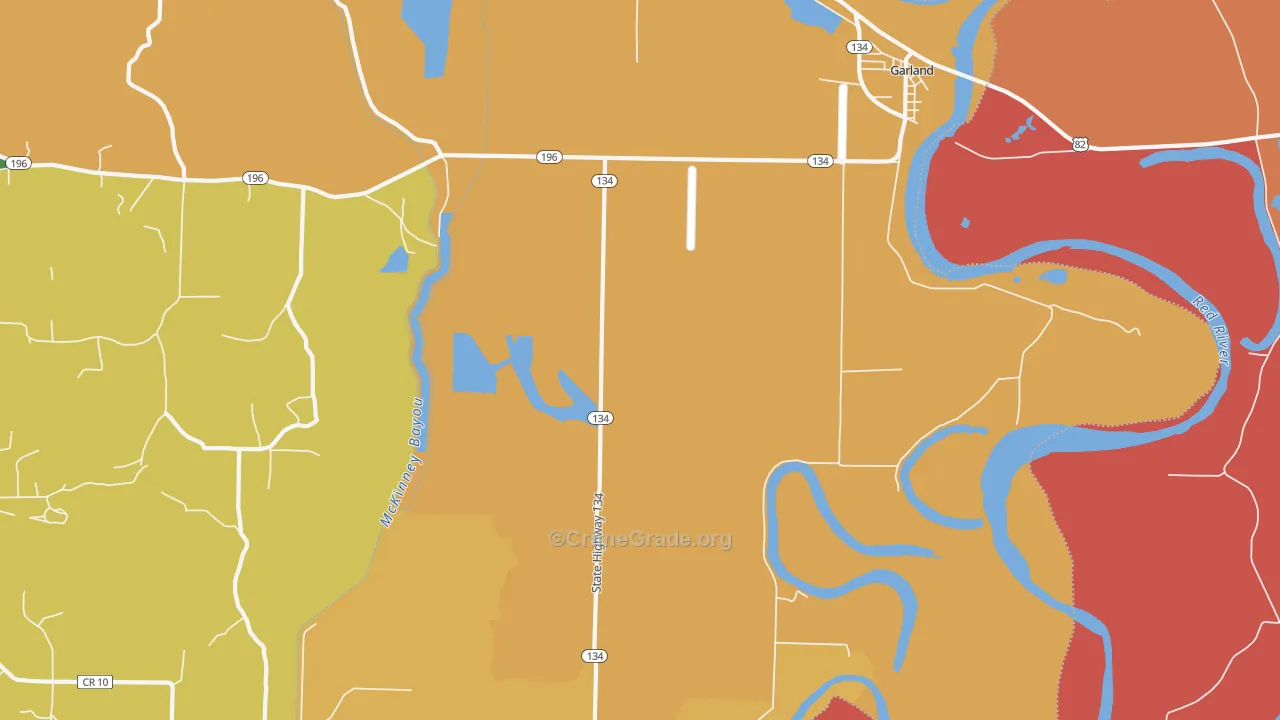 Garland City, AR Map of Arson Rates