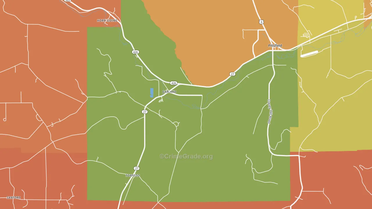 Garland, PA Map of Arson Rates