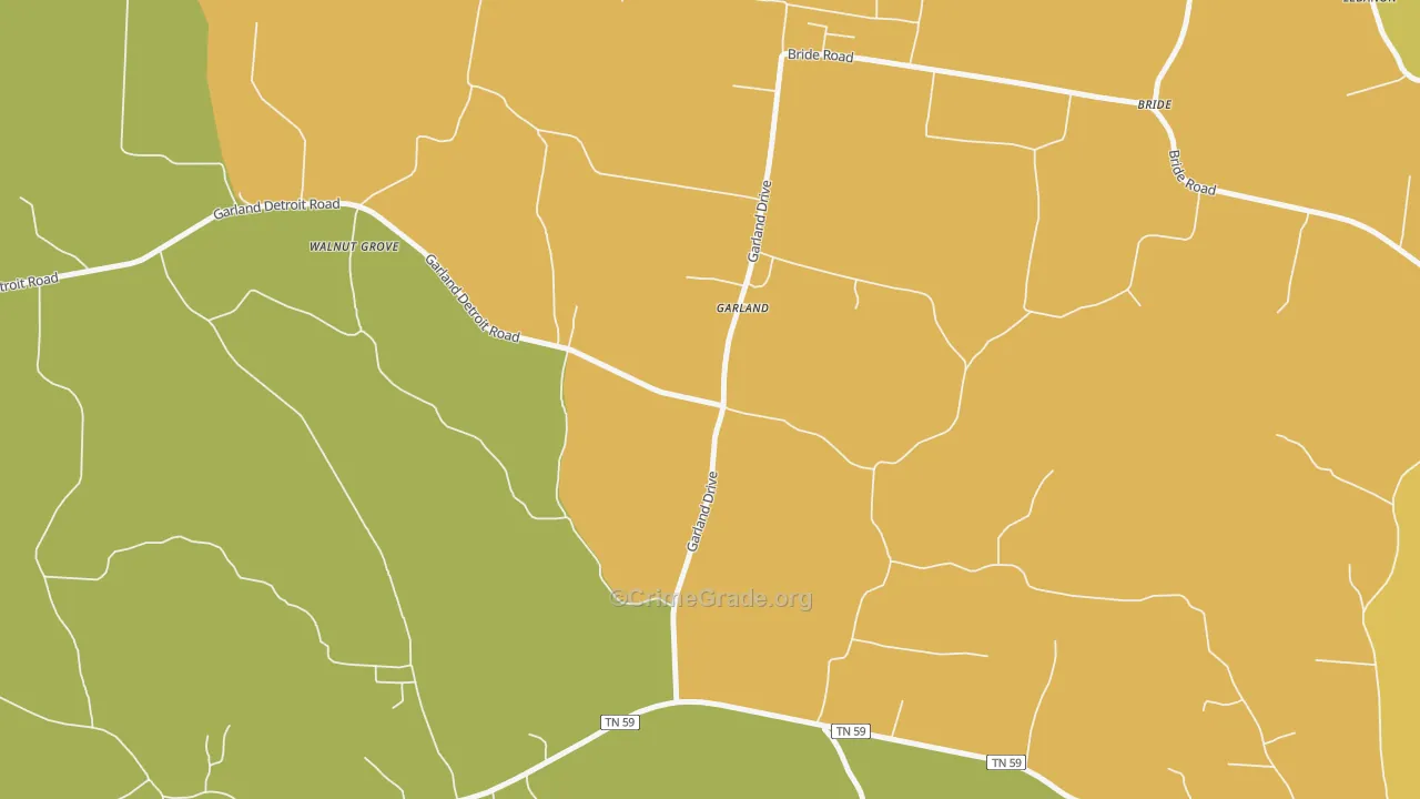 Garland, TN Map of Arson Rates
