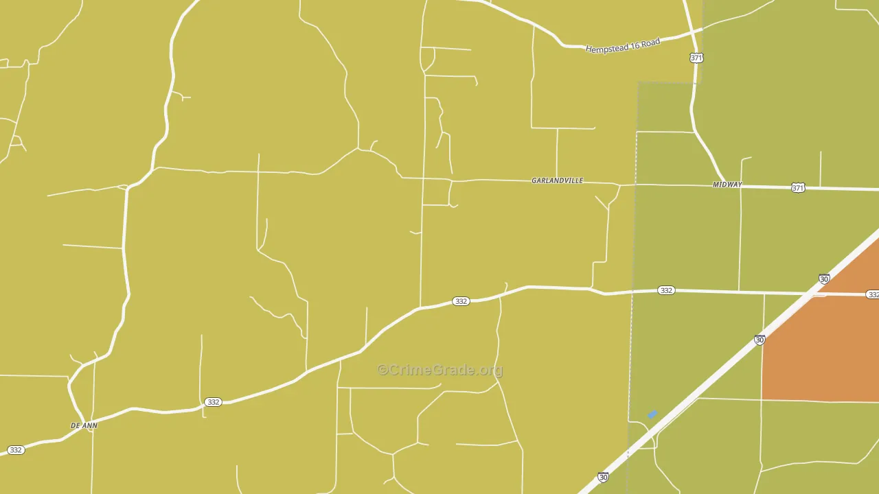 Garlandville, AR Map of Arson Rates