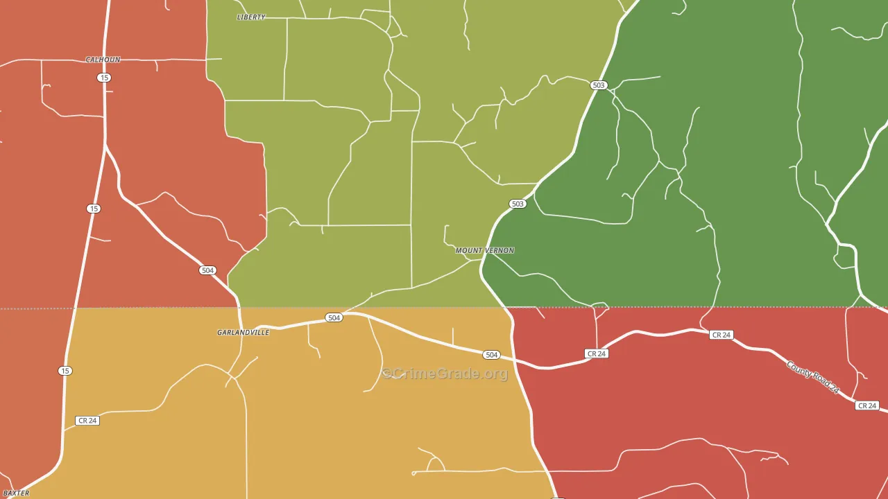 Garlandville, MS Map of Arson Rates