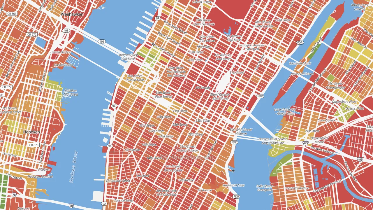Garment District, Manhattan, NY Map of Arson Rates