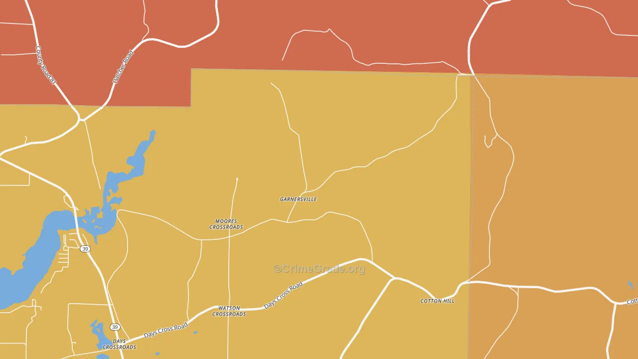 Garnersville, GA Map of Arson Rates