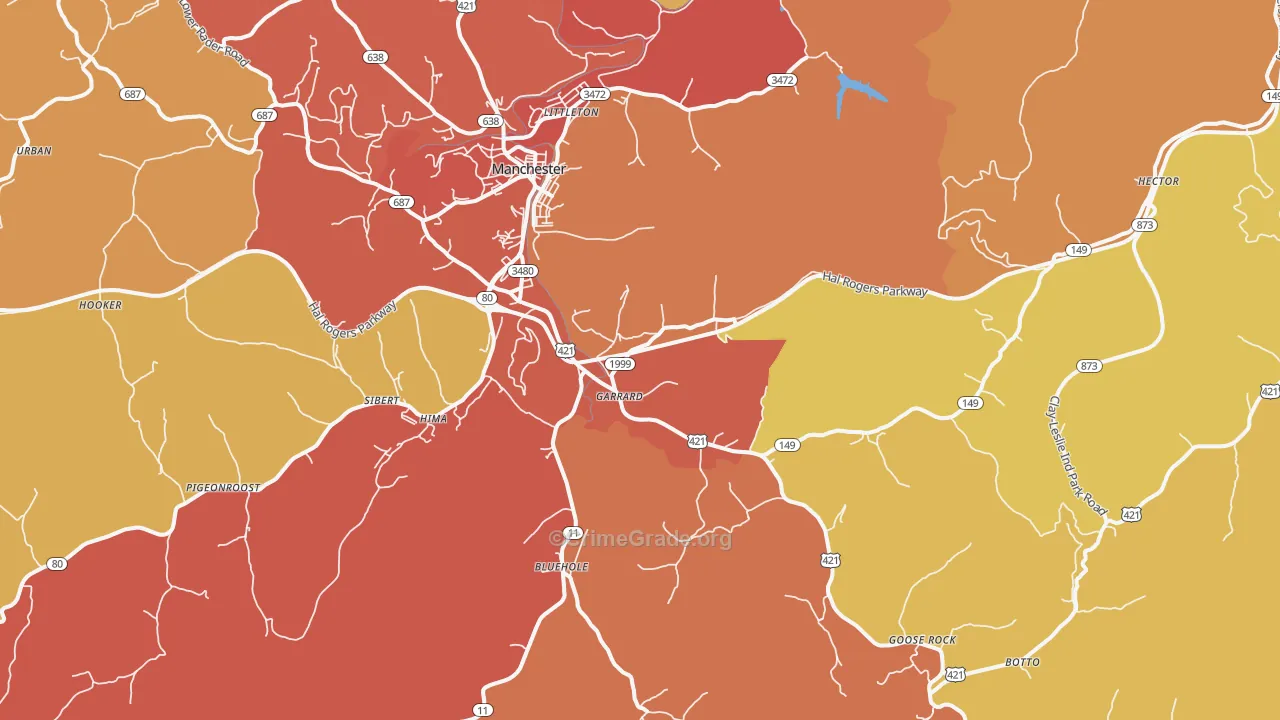 Garrard, KY Map of Arson Rates