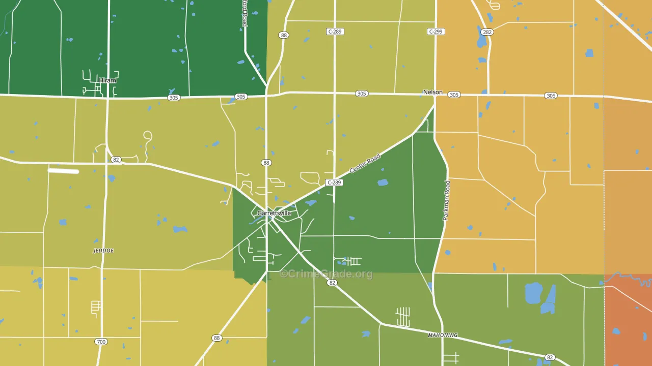 Garrettsville, OH Map of Arson Rates
