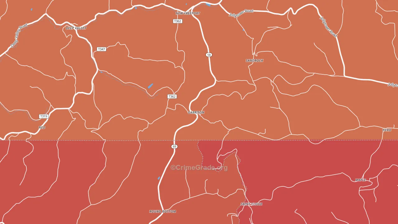 Garrison, PA Map of Arson Rates