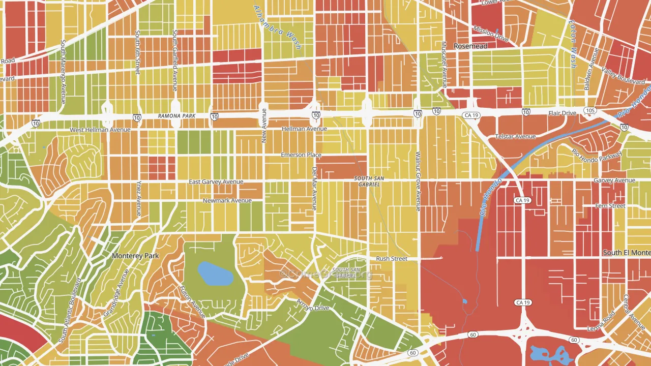 Garvey, Rosemead, CA Map of Arson Rates