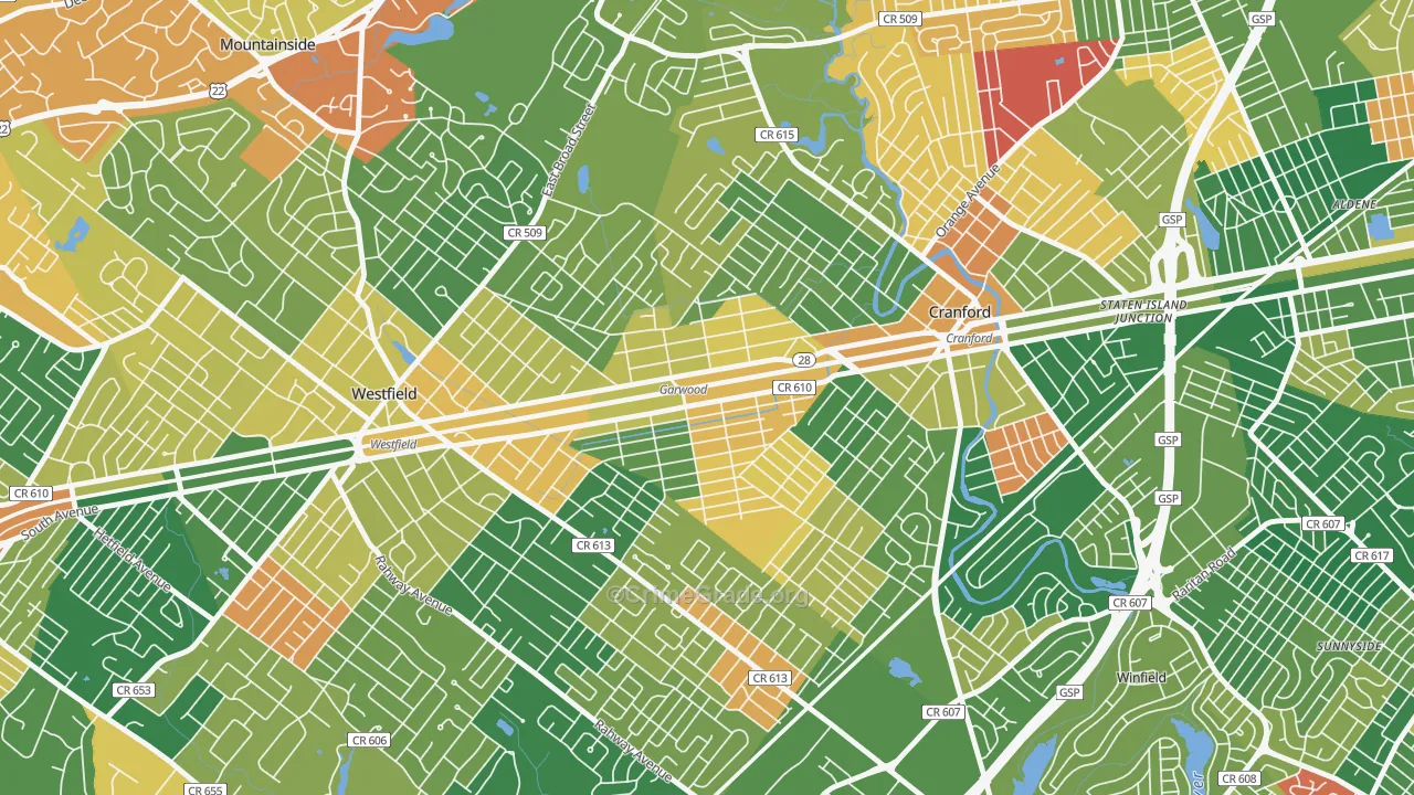 Garwood, NJ Map of Arson Rates
