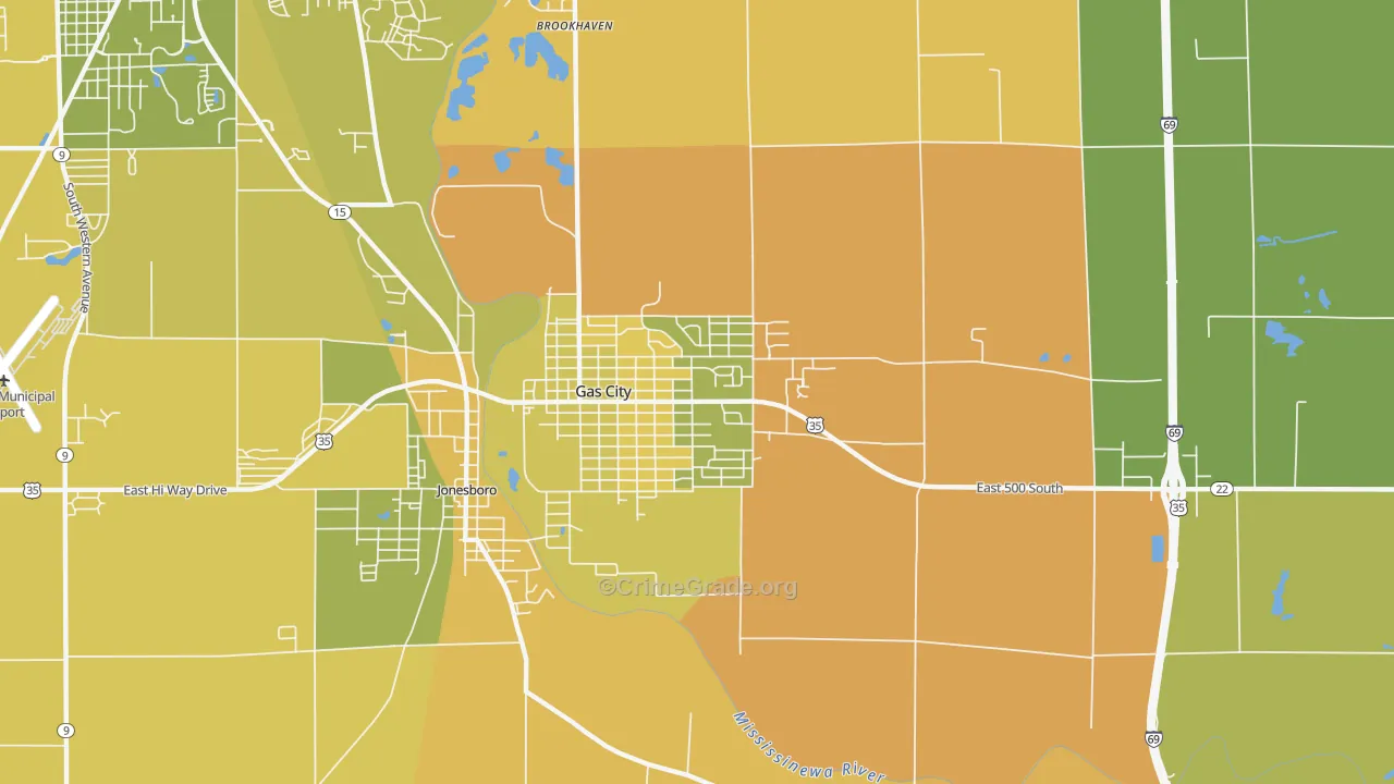 Gas City, IN Map of Arson Rates