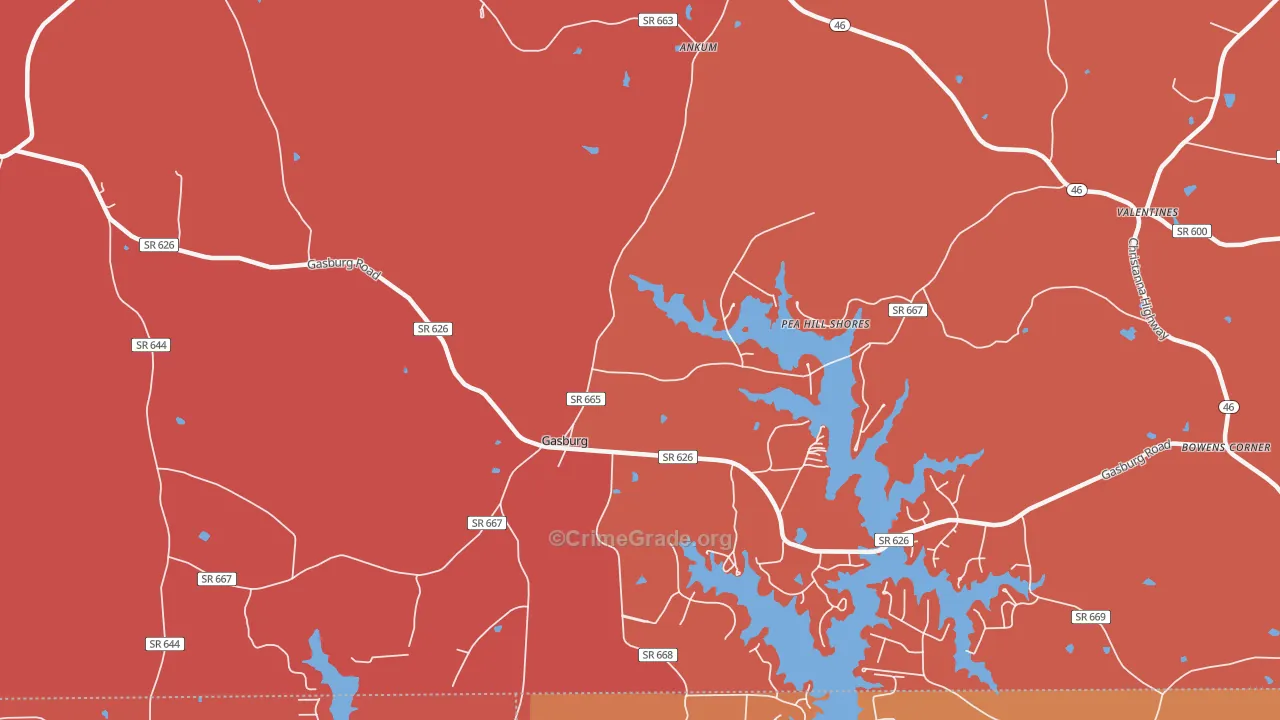 Gasburg, VA Map of Arson Rates
