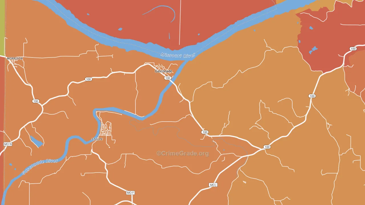 Gasconade, MO Map of Arson Rates