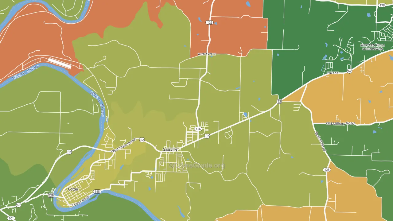 Gassville, AR Map of Arson Rates