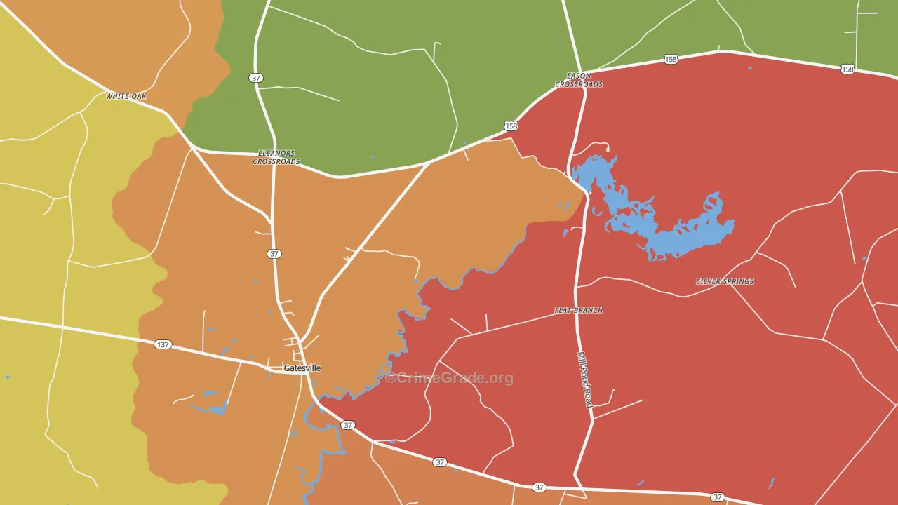 Gatesville, NC Map of Arson Rates