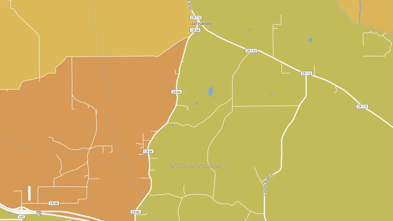 Gateswood, AL Map of Arson Rates