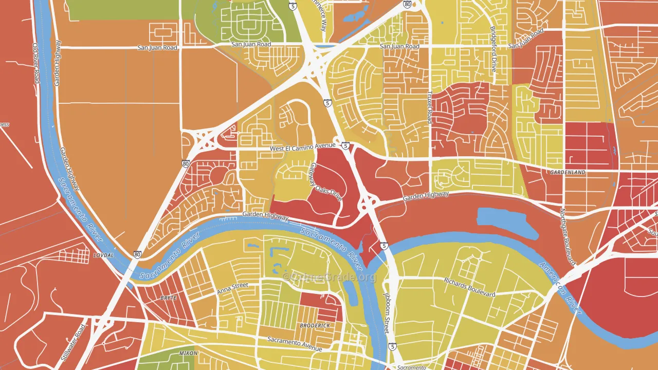 Gateway Center, Sacramento, CA Map of Arson Rates