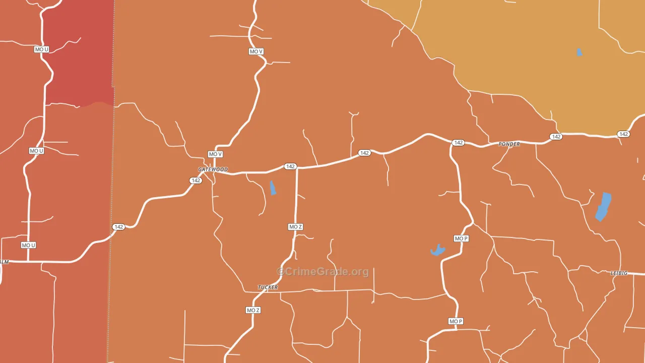 Gatewood, MO Map of Arson Rates