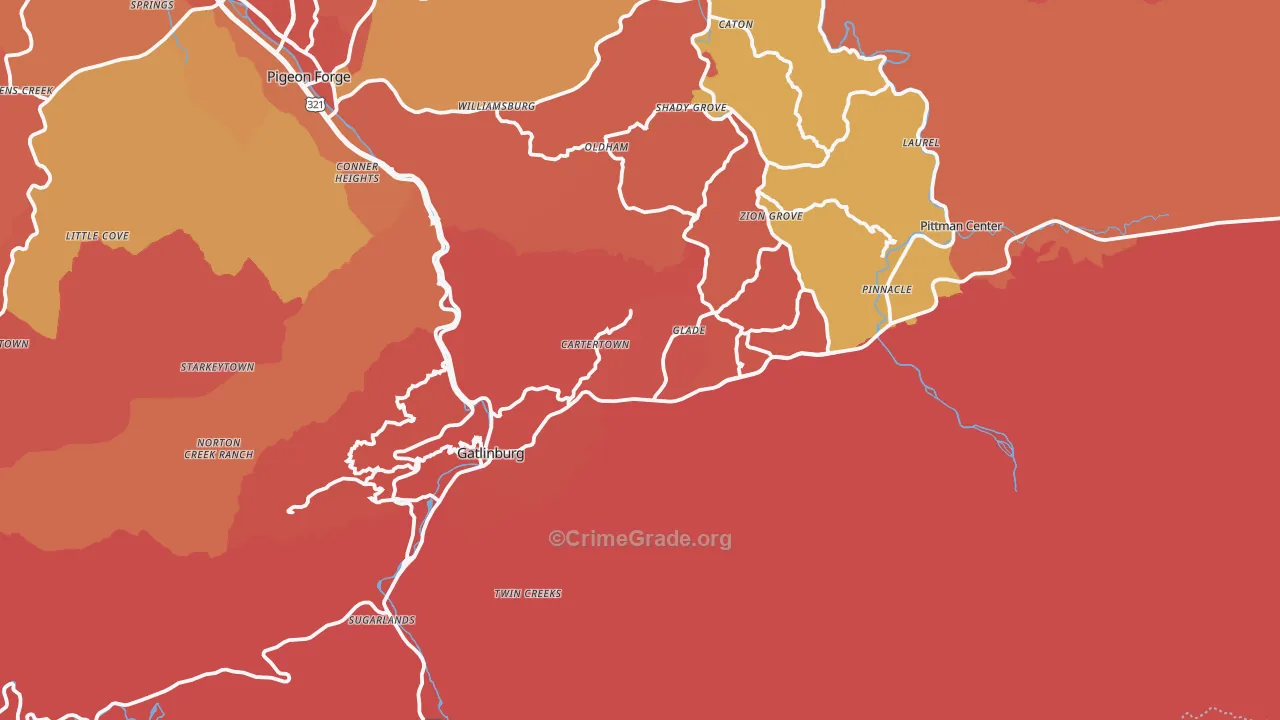 Gatlinburg, TN Map of Arson Rates