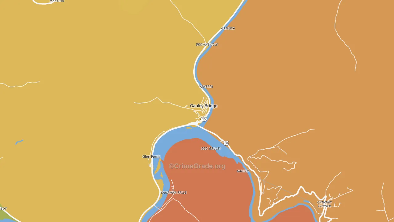 Gauley Bridge, WV Map of Arson Rates