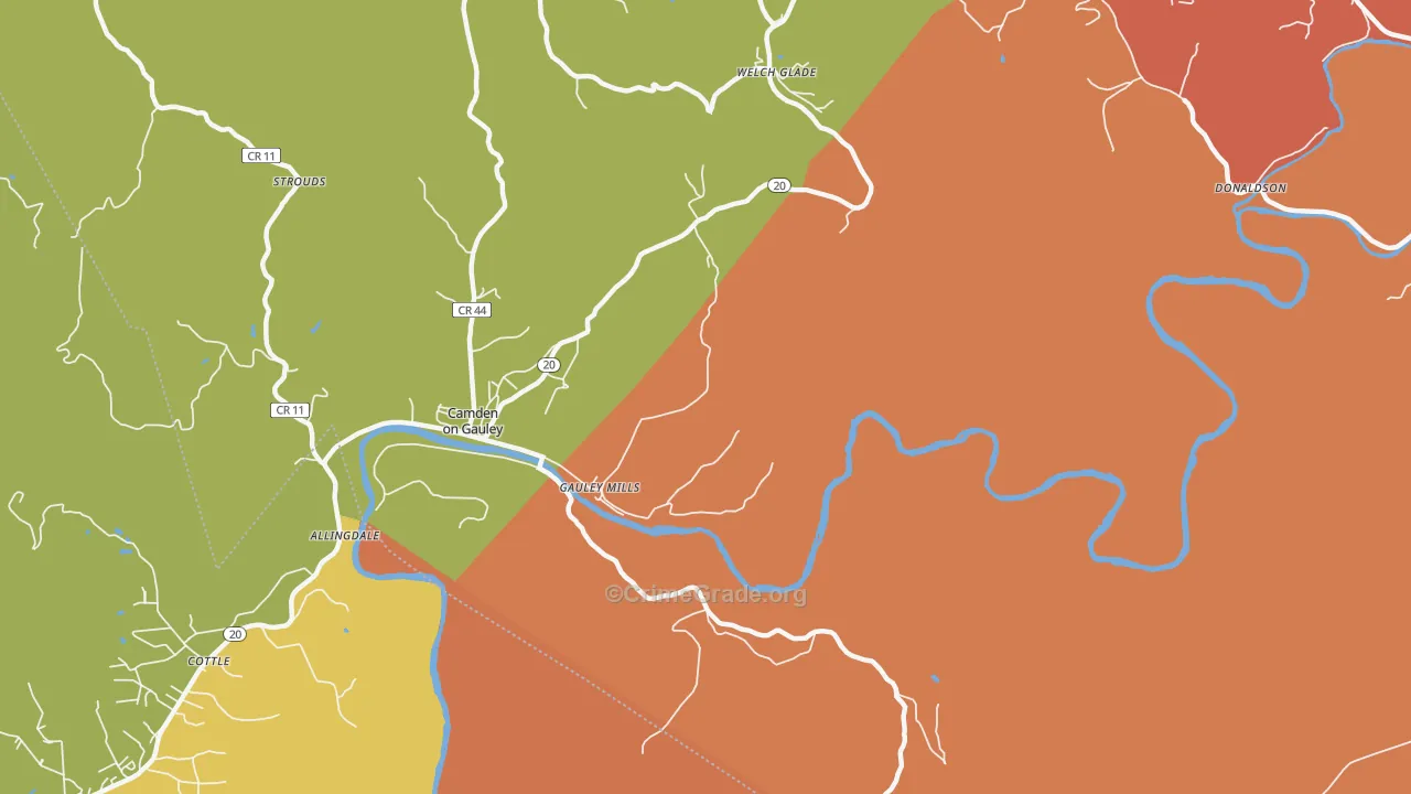 Gauley Mills, WV Map of Arson Rates