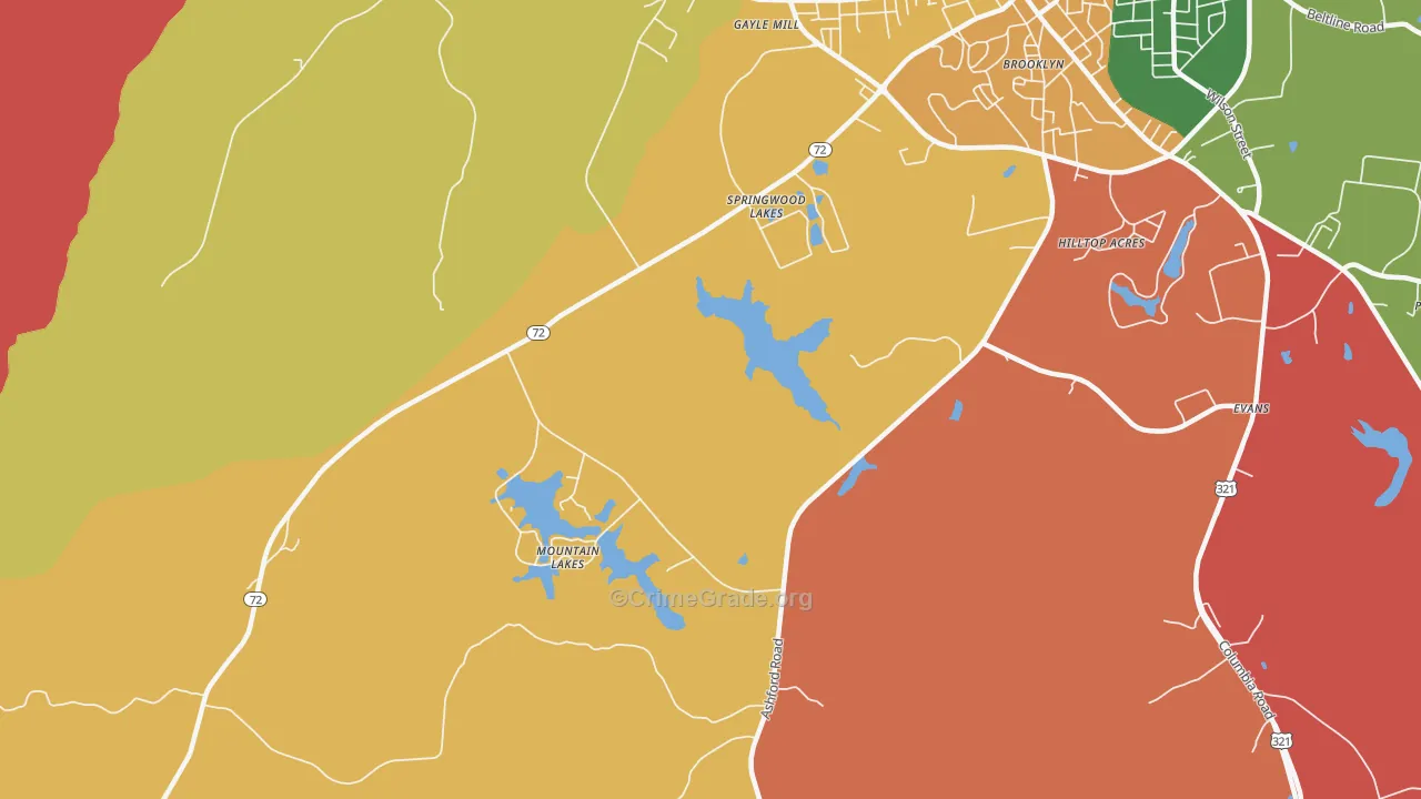 Gayle Mill, SC Map of Arson Rates