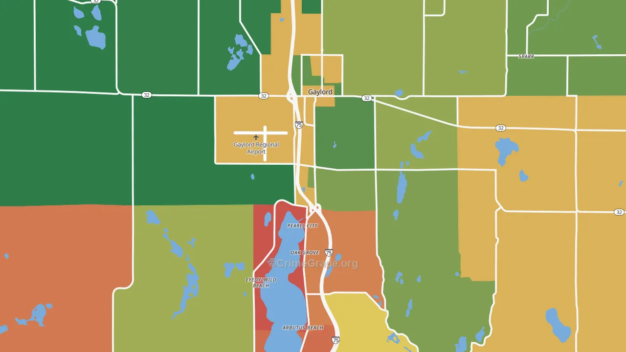 Gaylord, MI Map of Arson Rates