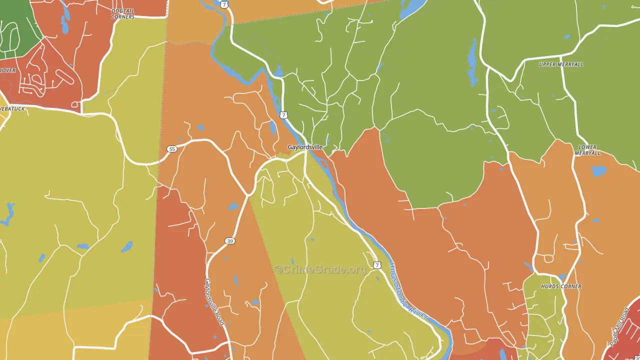 Gaylordsville, CT Map of Arson Rates