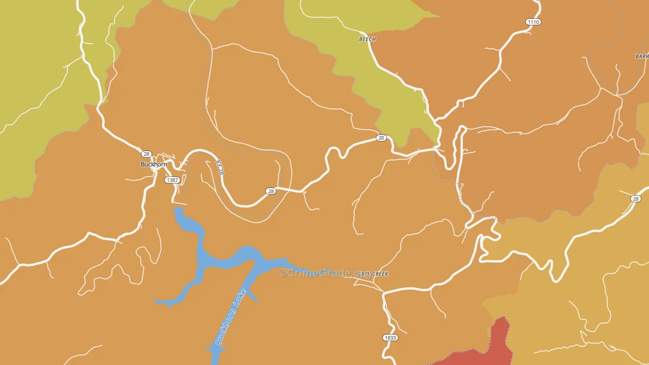 Gays Creek, KY Map of Arson Rates