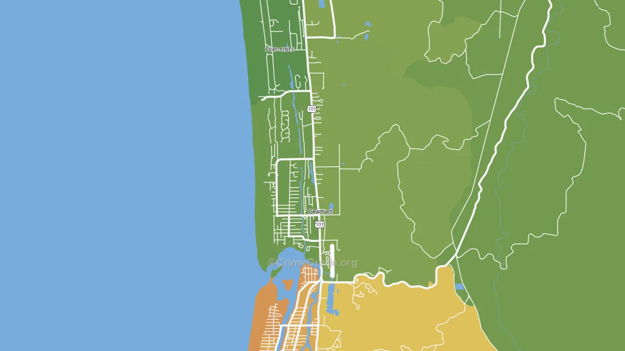 Gearhart, OR Map of Arson Rates