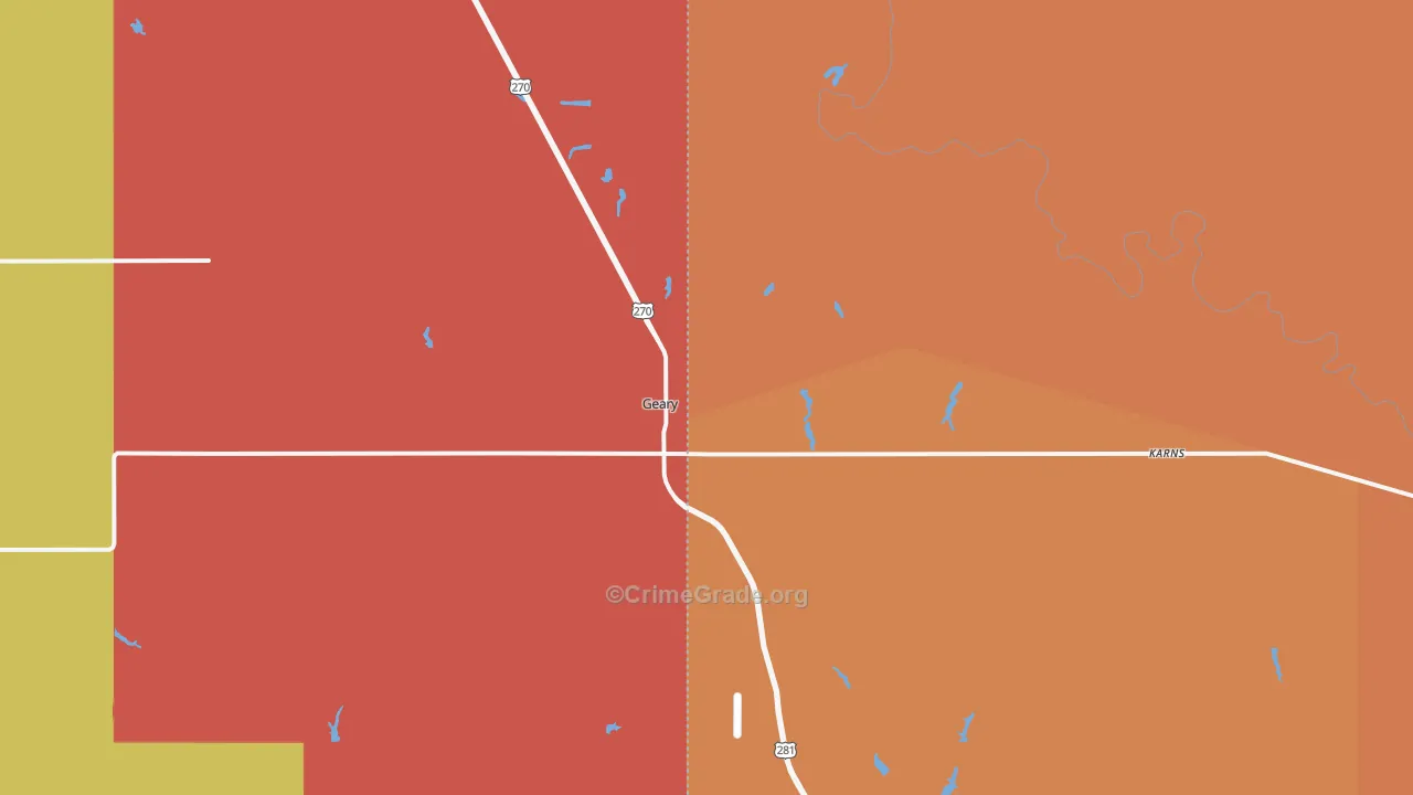 Geary, OK Map of Arson Rates