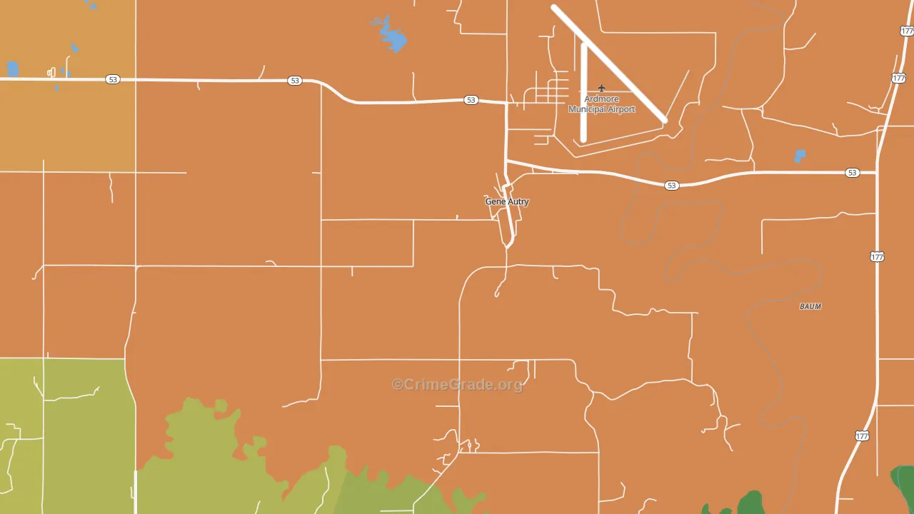 Gene Autry, OK Map of Arson Rates