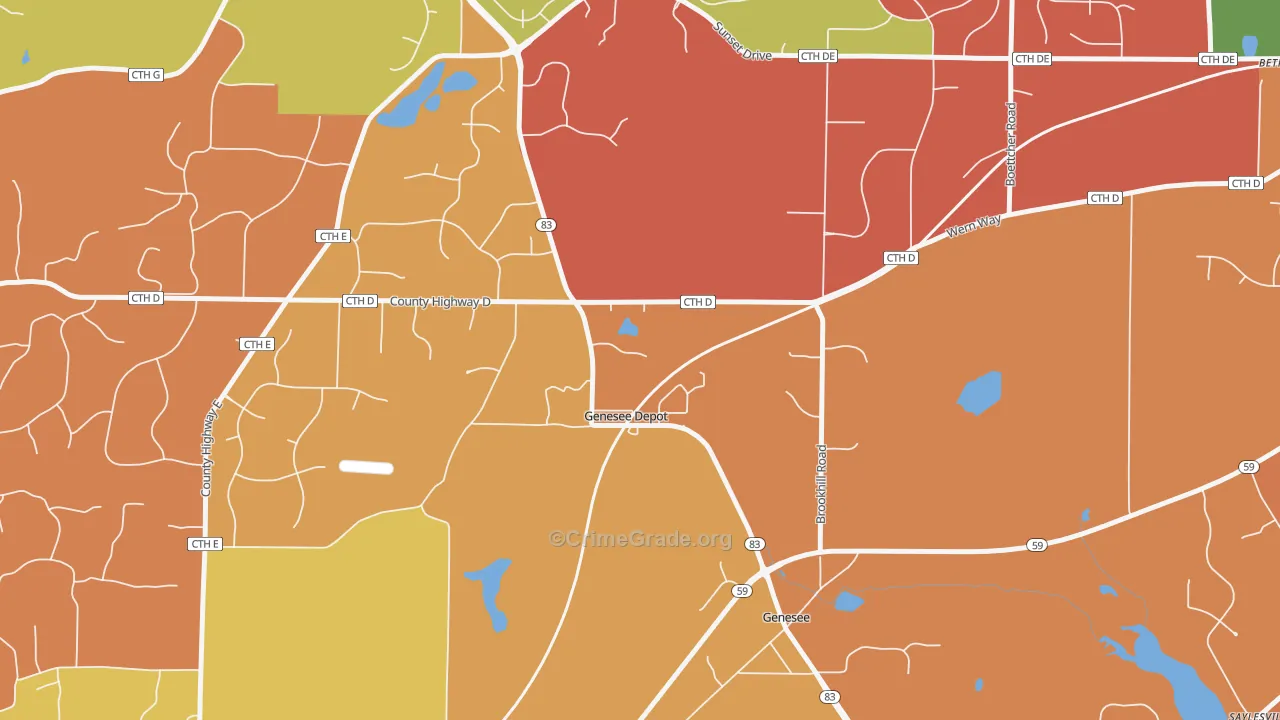 Genesee Depot, WI Map of Arson Rates