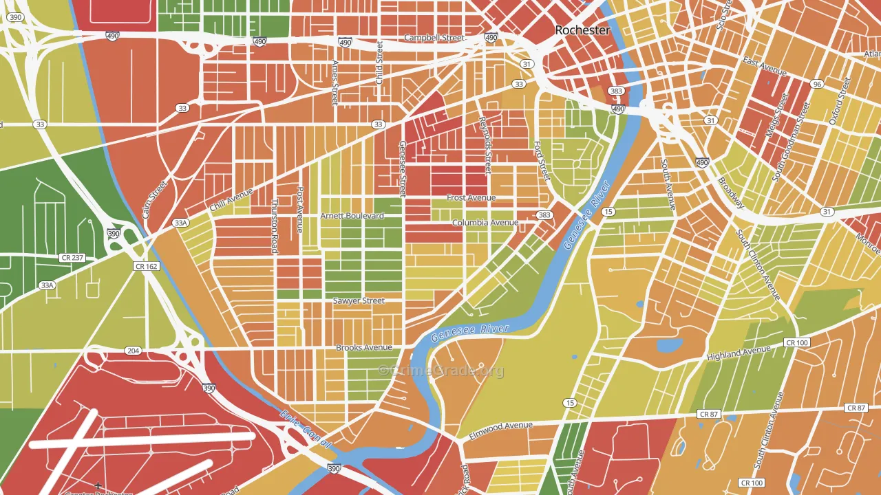 Genesee-Jefferson, Rochester, NY Map of Arson Rates