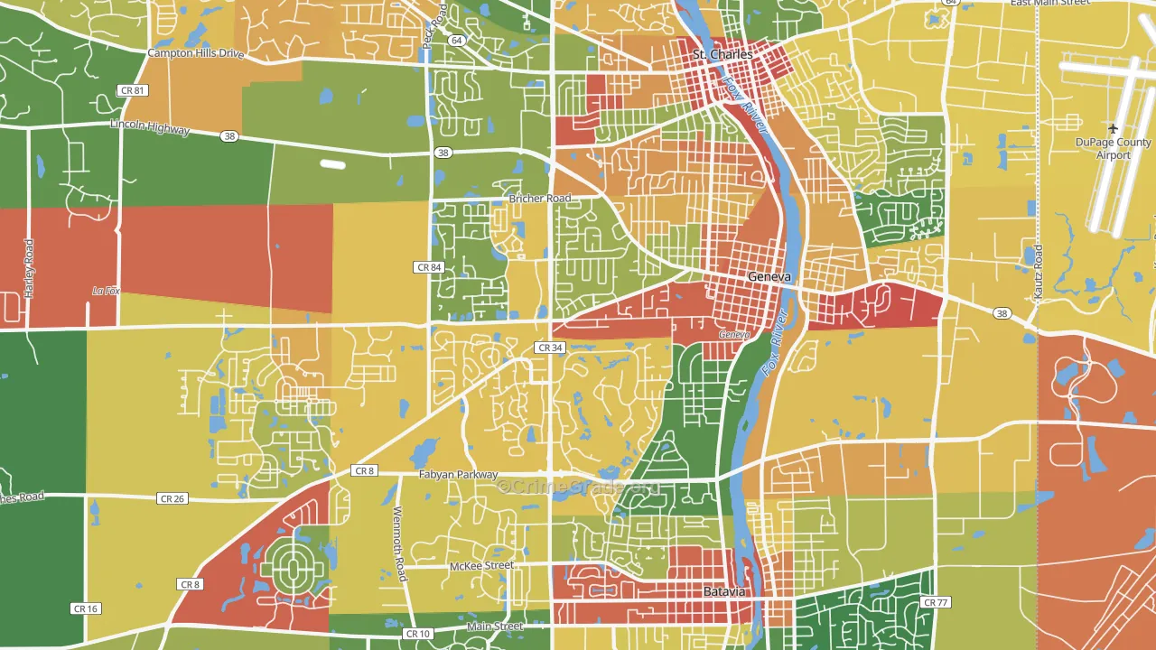 Geneva, IL Map of Arson Rates