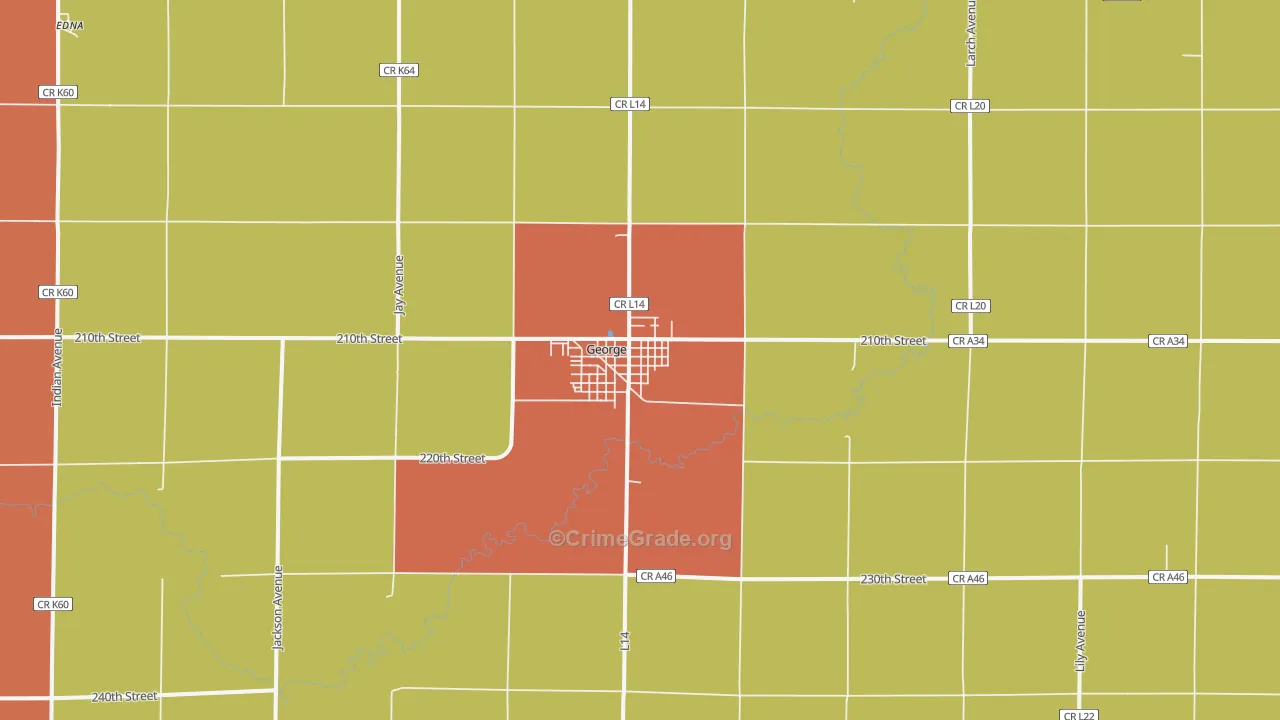 George, IA Map of Arson Rates