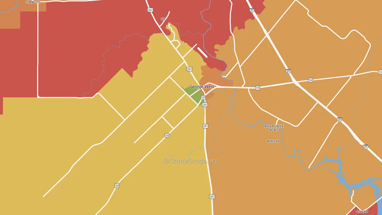 George West, TX Map of Arson Rates