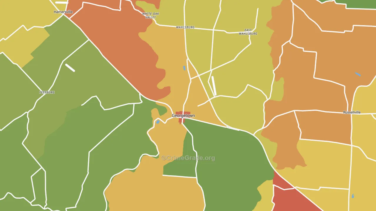 Georgetown, OH Map of Arson Rates