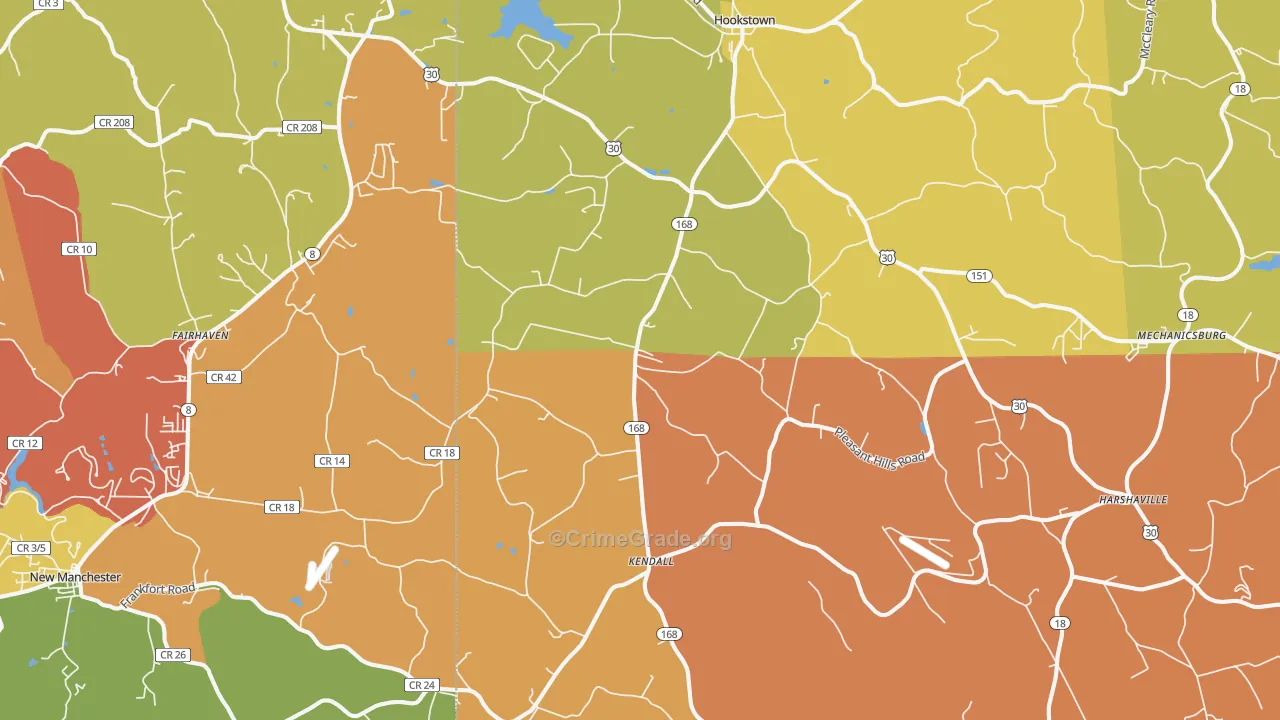 Georgetown, PA Map of Arson Rates