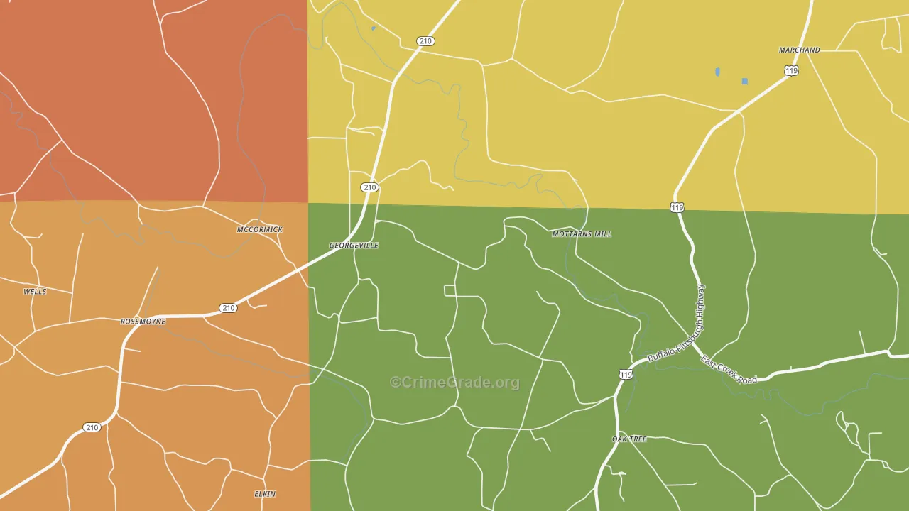 Georgeville, PA Map of Arson Rates