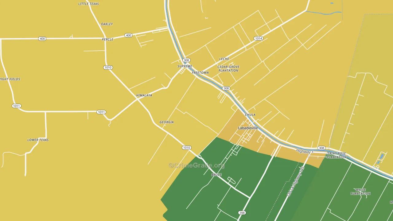 Georgia, LA Map of Arson Rates