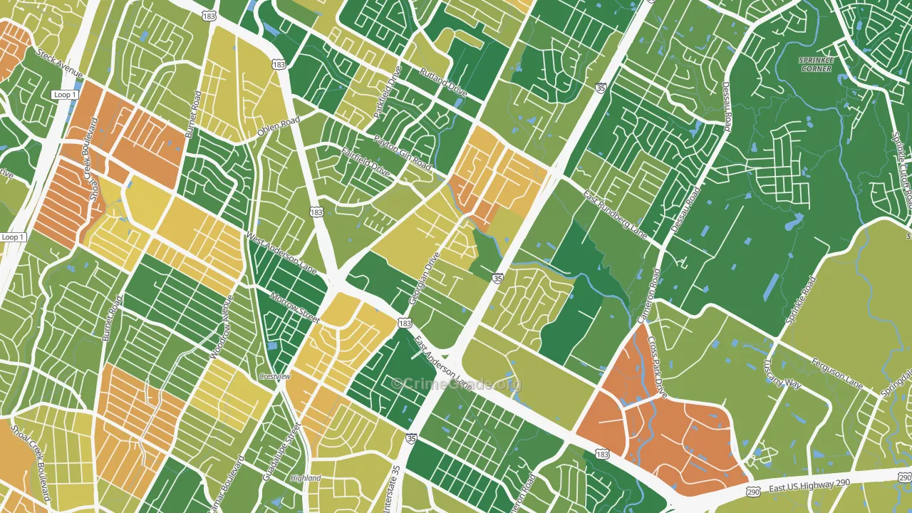 Georgian Acres, Austin, TX Map of Arson Rates
