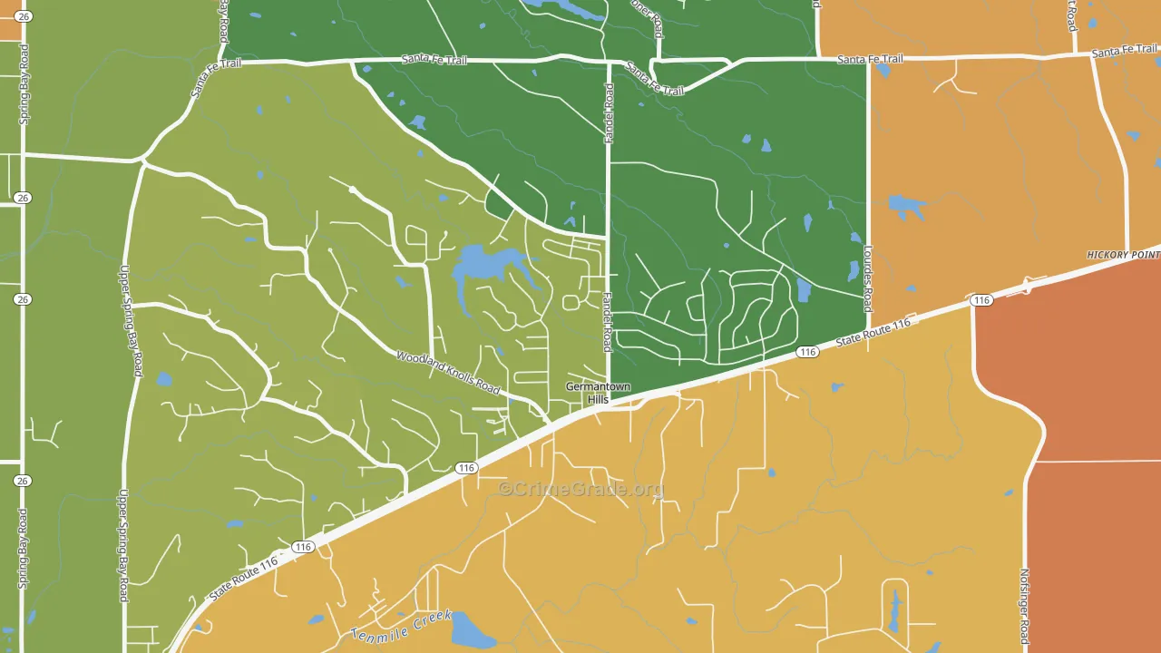 Germantown Hills, IL Map of Arson Rates