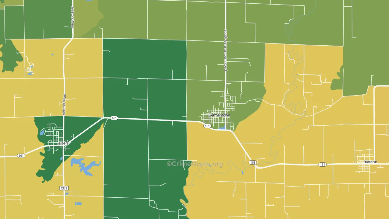 Germantown, IL Map of Arson Rates