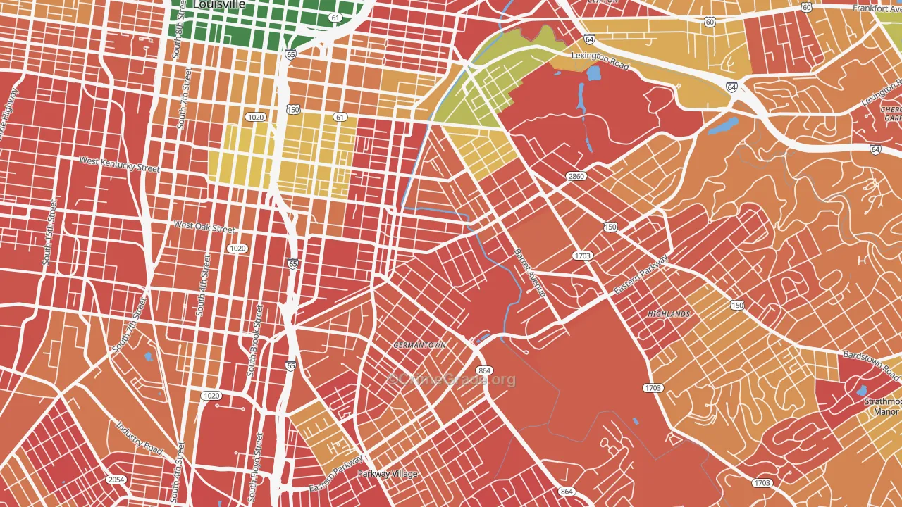 Germantown, Louisville, KY Map of Arson Rates
