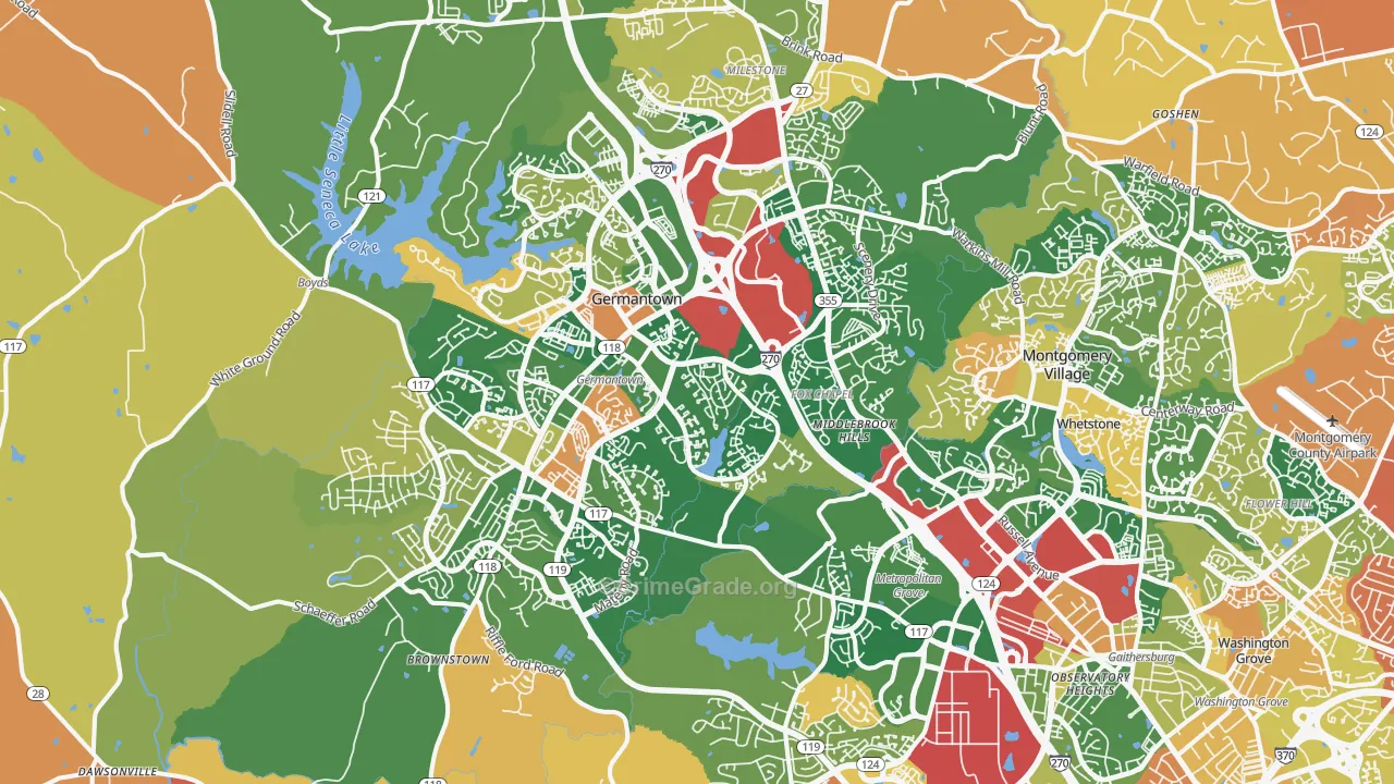 Germantown, MD Map of Arson Rates