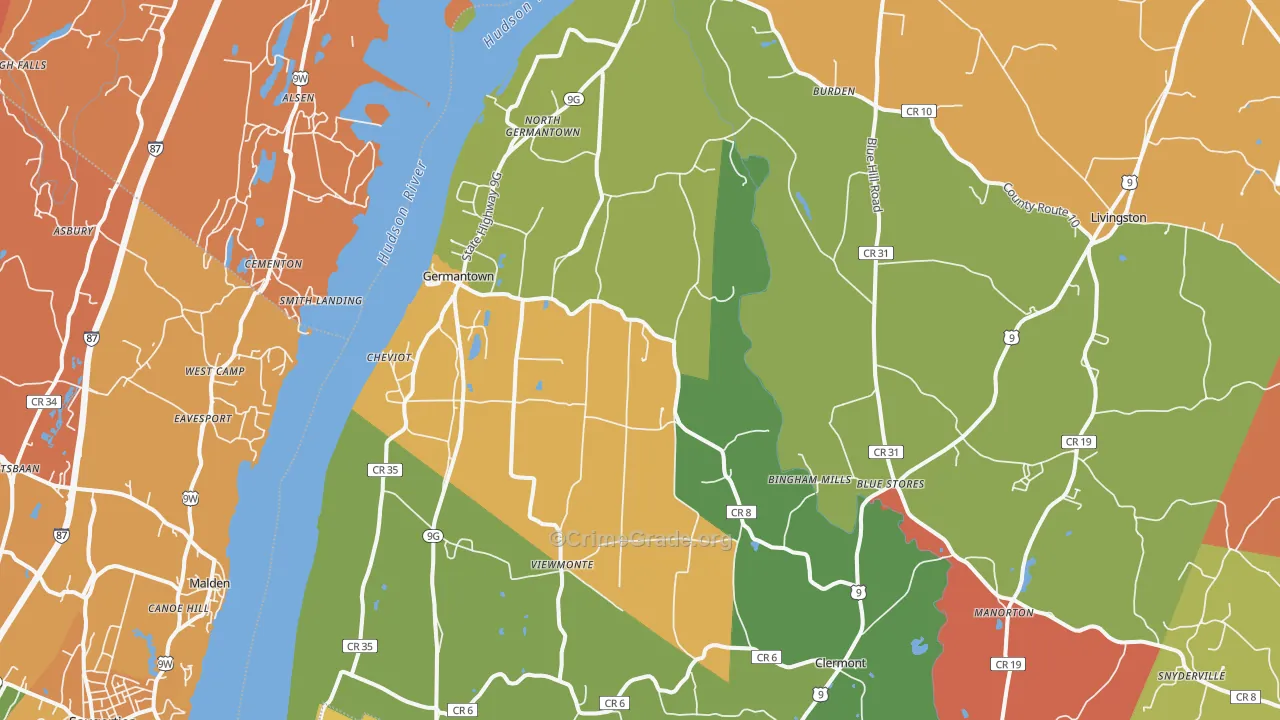 Germantown, NY Map of Arson Rates