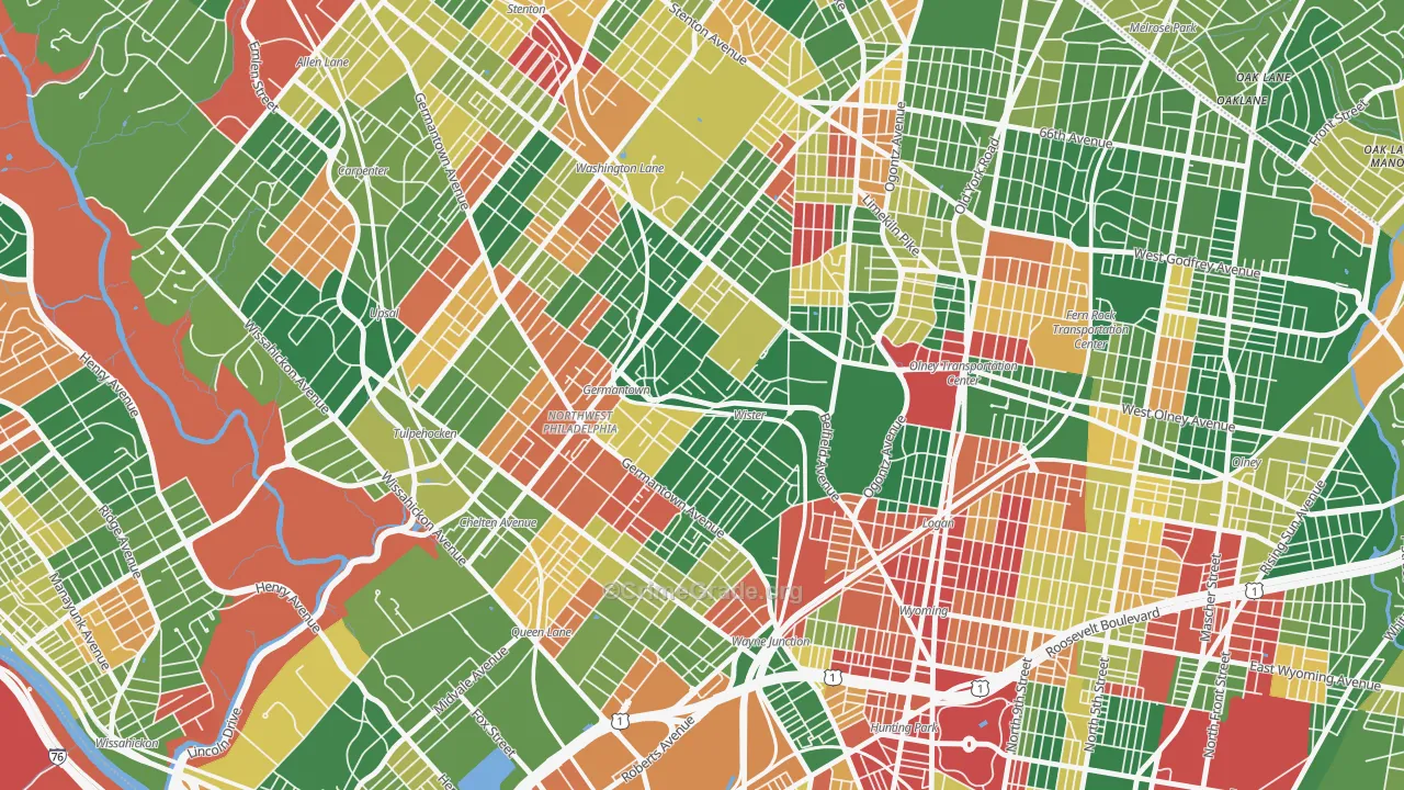 Germantown, Philadelphia, PA Map of Arson Rates