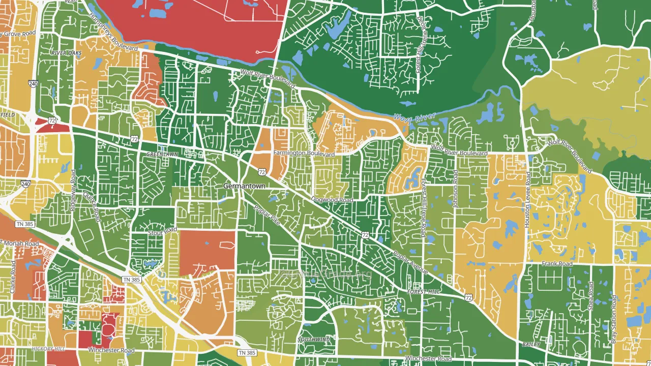 Germantown, TN Map of Arson Rates