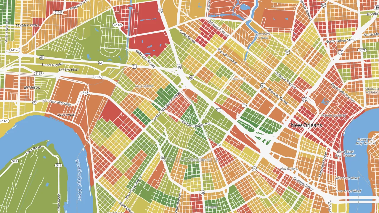 Gert Town, New Orleans, LA Map of Arson Rates