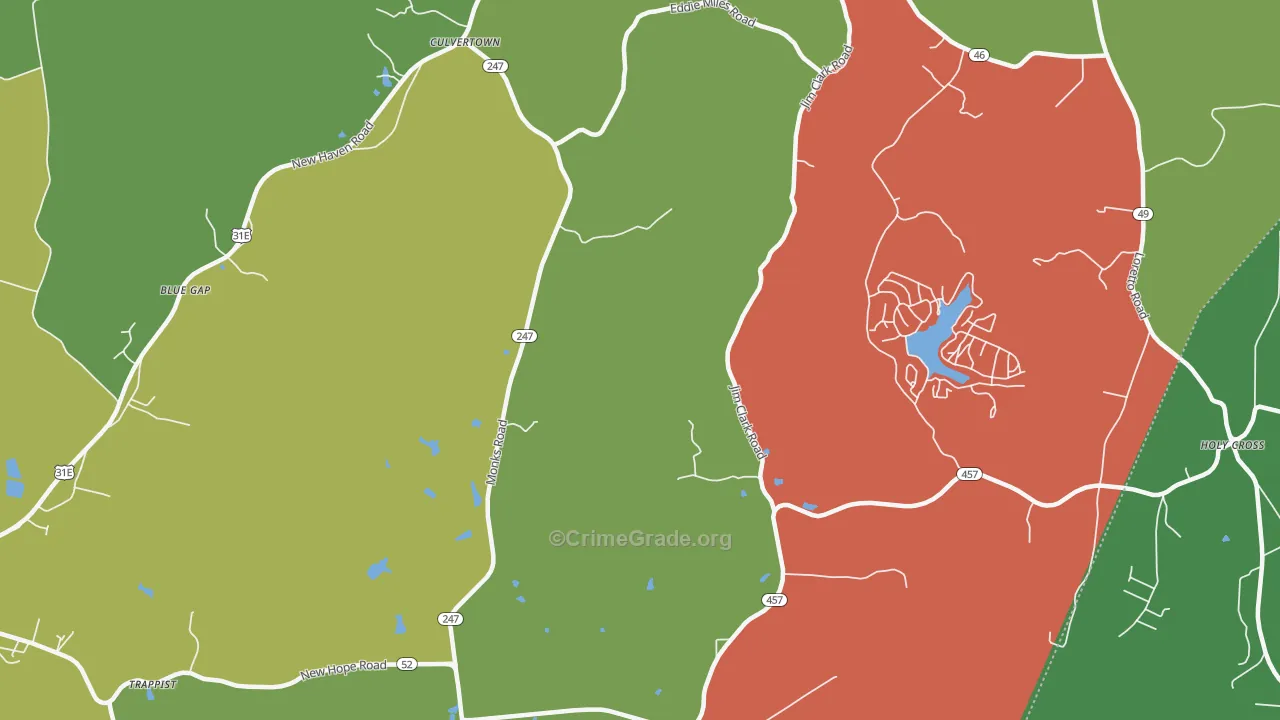 Gethsemane, KY Map of Arson Rates